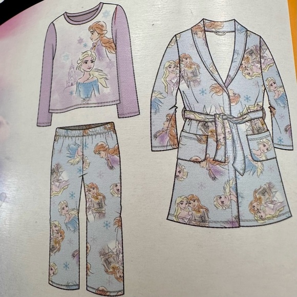 Disney Frozen Robe & 2 Pc Pajamas Girls' Size 6 Lilac & Blue Multi MSRP $60 NWT - Picture 4 of 8